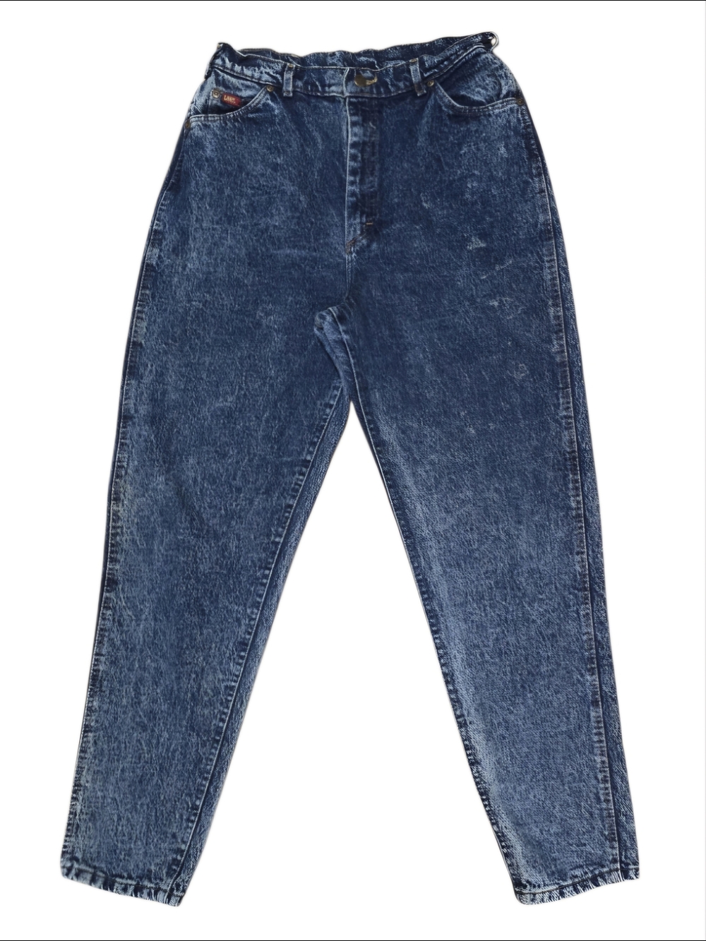 Vintage 80s Lee Acid Wash High Waisted Mom Jeans Tapered Leg Blue